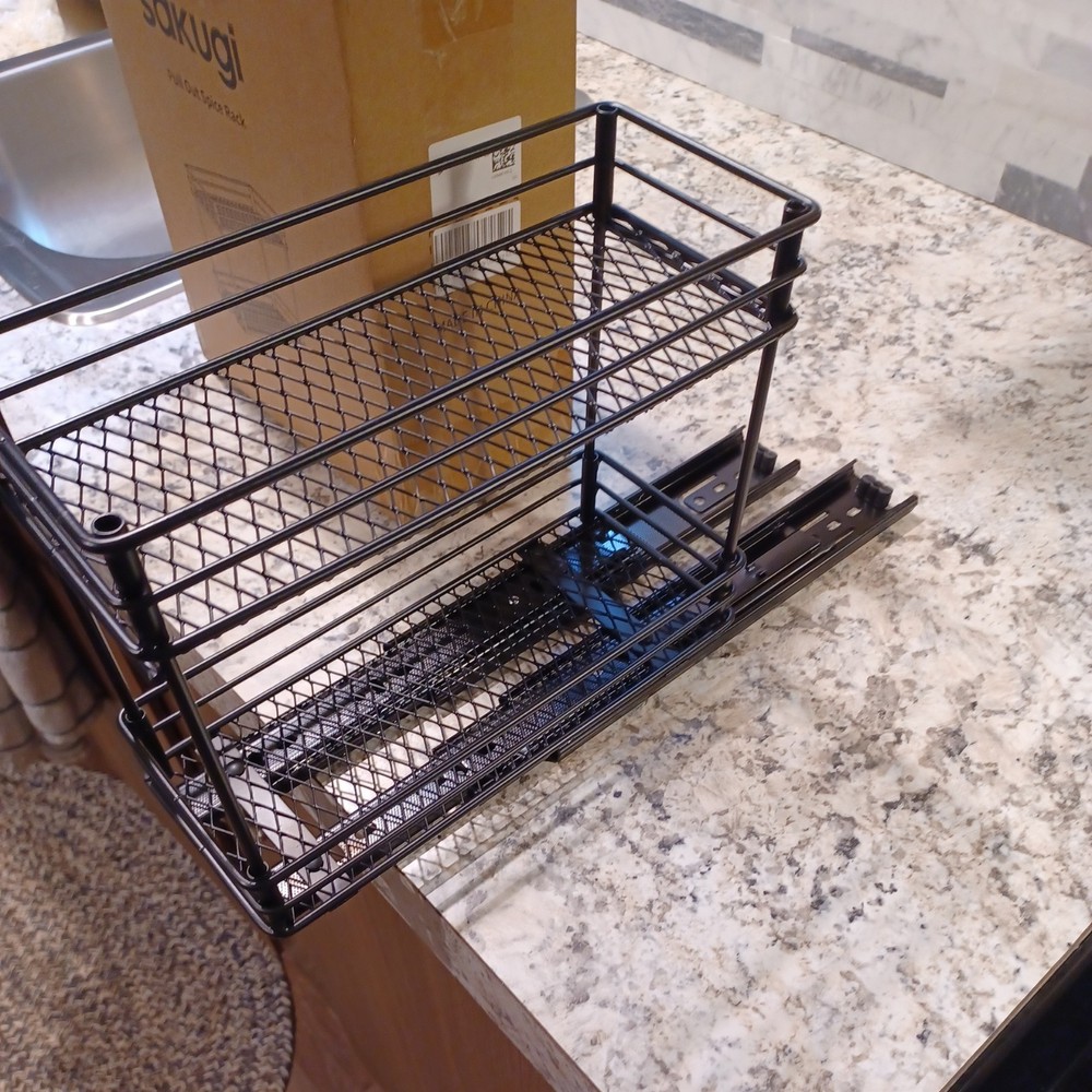 2 Pack Pull Out Spice Rack Organizer for Cabinet, 2-Tier Black approx 20 jars