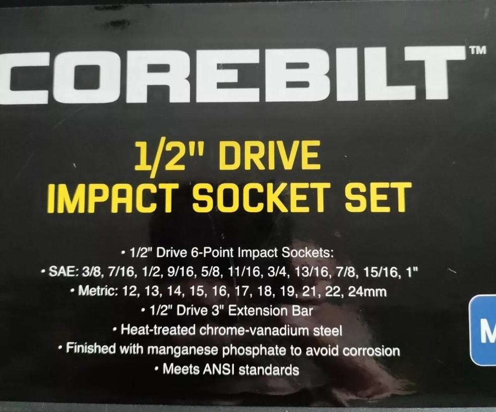 Corebuilt 1/2 Drive Impact Socket Set 23 Pieces