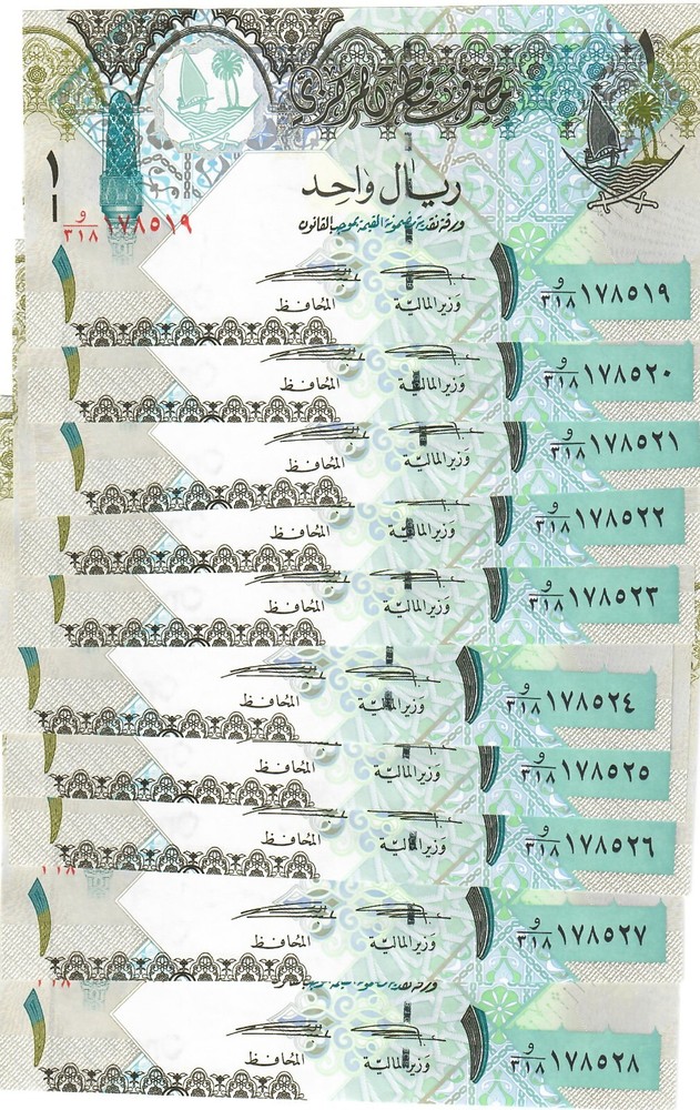 Qatar 10x 1 Riyal 2015 UNC