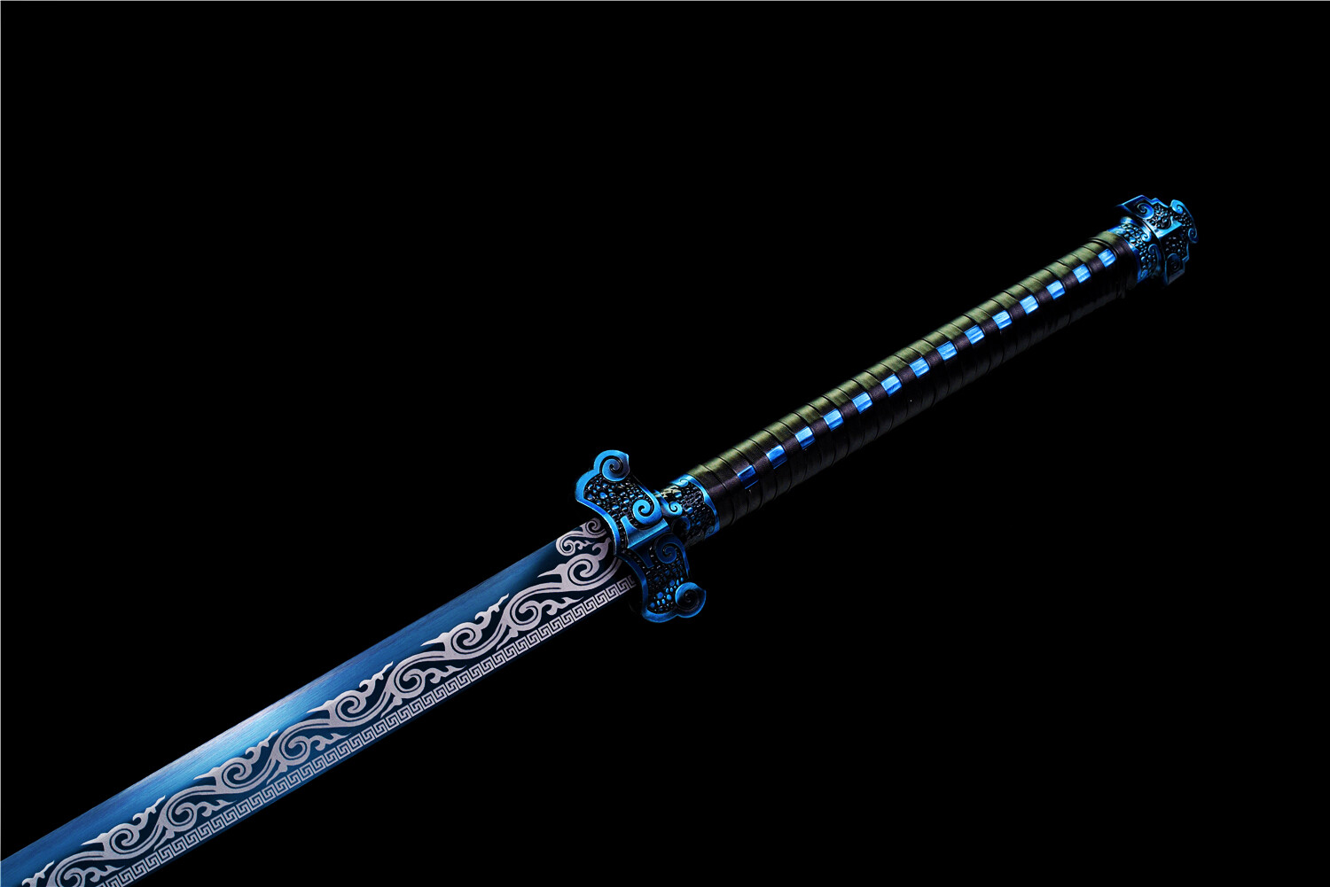 Sharp Blue Ninja Sword Straight Functional Broadsword Japanese Katana 1095Steel