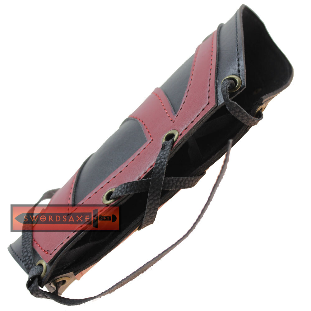 Dark Knight Medieval Templar Red Cross Crusader Leather Bracers Black Cosplay