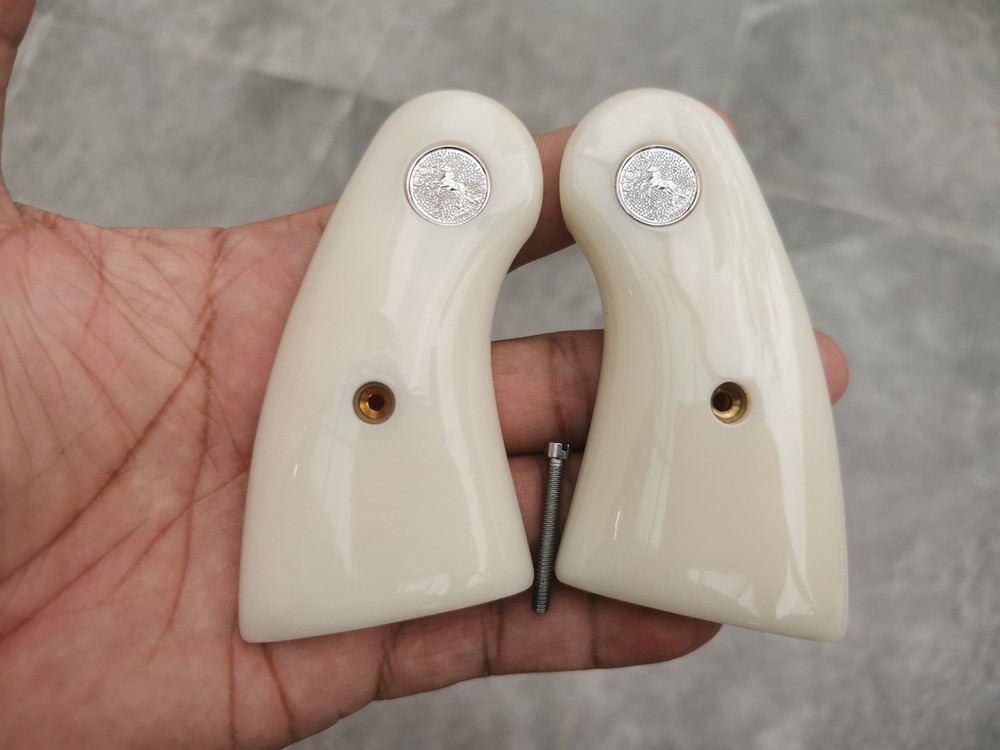 FAUX IVORY GRIPS FOR COLT PYTHON I, E FRAME & OFFICIAL POLICE NICE # Silver Med