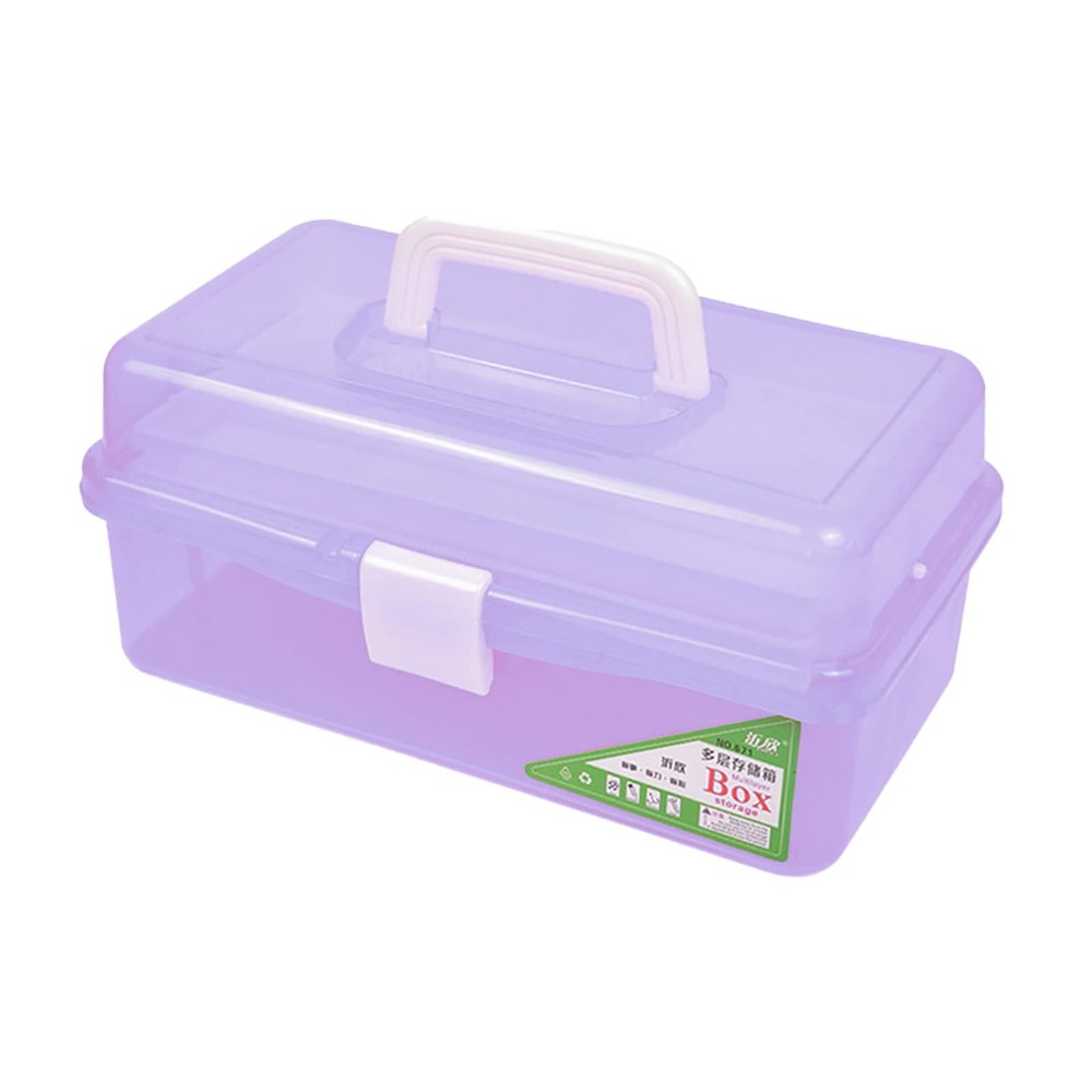 13in Three-Layer Clear Art Storage Craft Organizer, Folding Tool with Handle,...