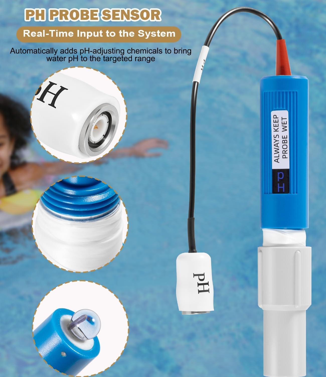 Replace for GLX-Probe-PH PH Probe for Hayward Sense & Dispense Automation System