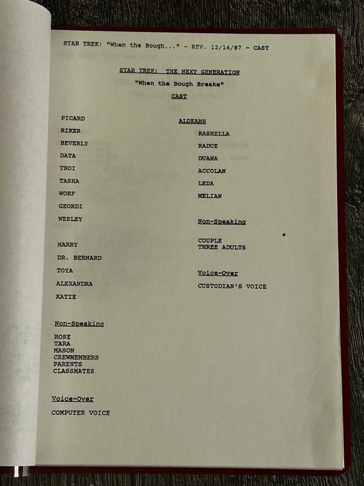 STAR TREK Script The Next Generation When Bough Breaks 2nd Revised Final Draft