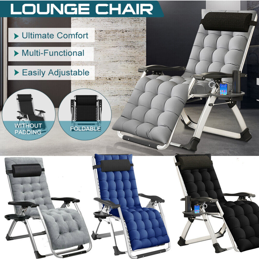 4Position Adjustable Camping Bed Padded Cot Folding Recliner Zero Gravity Chair