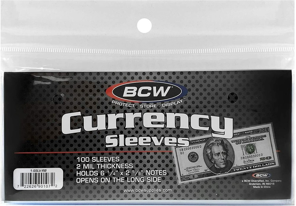100ct Soft CURRENCY HOLDER for Modern Dollar Bills Protector Sleeve THIN Plastic