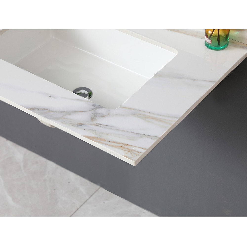 31 Inch Marble Vanity Top, Bathroom Vanity Top with Undermount Rectangular Mid
