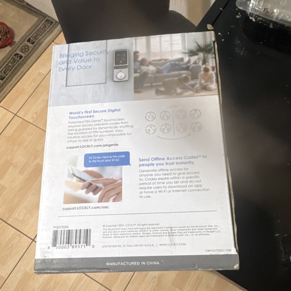 Lockly Model 7S Keypad Touchscreen Smart Lock Silver Satin Alexa Google