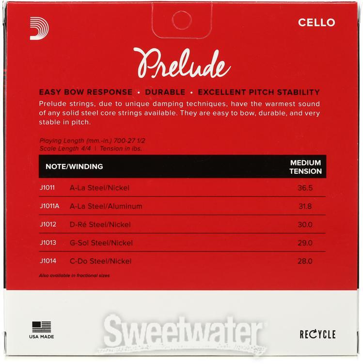D'Addario J1010 Prelude Cello String Set - 4/4 Size Medium