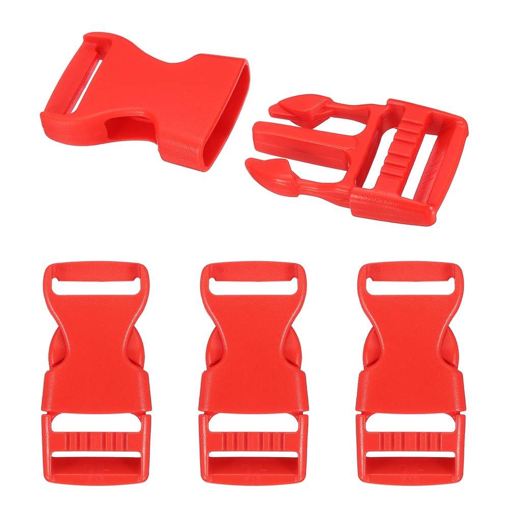4 Pack Quick Side Release Buckle, 1" Plastic Buckle Clip, Red