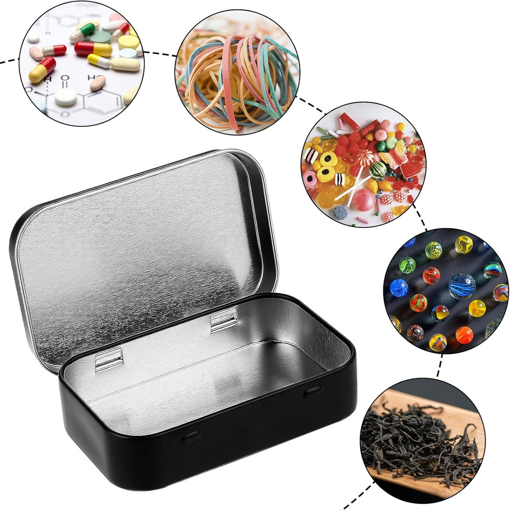 3Pcs Rectangular Small Tins with Lids Tin Boxes Tins Container Metal Empty Hinge