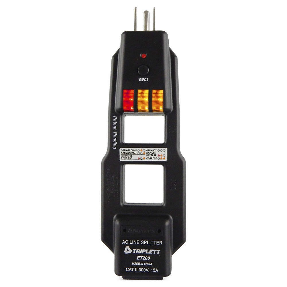 TRIPLETT ET200 AC Line Splitter/GFCI Tester, 120V AC 347FD2