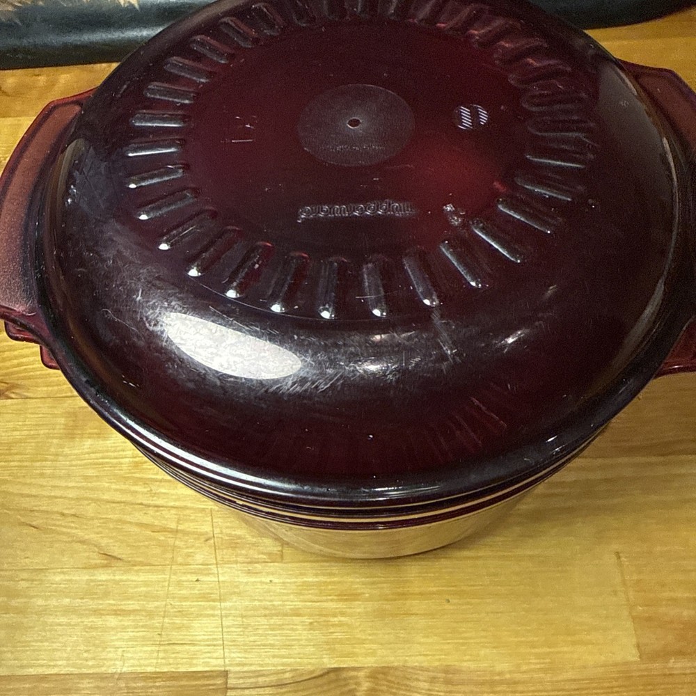 vintage Tupperware Microwave Stack Cooker 4 Piece Set Purple 3 Qt.