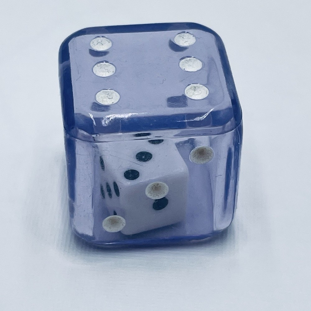 Vintage 🎲 Miniature Micro Mini Tiny 🎲 DICE Inside PINK PURPLE Clear DICE SET