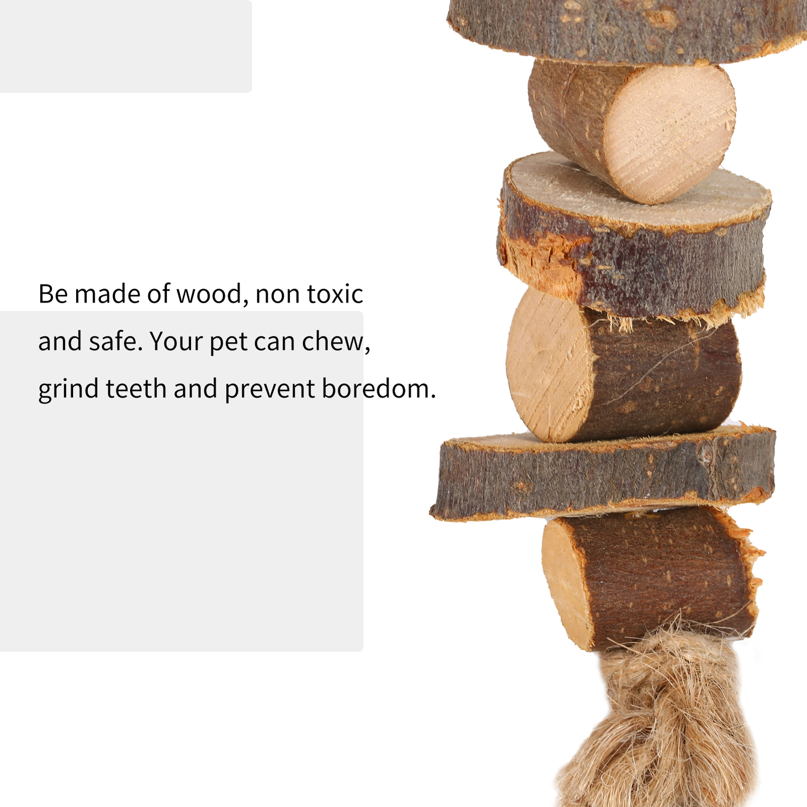 3PC Hamster Chew Toys Guinea Pig Rat Gerbil Chew Toys Accessories natural Wood