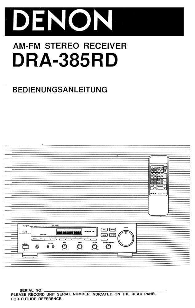 Denon DRA-385RD Receiver Owners Manual