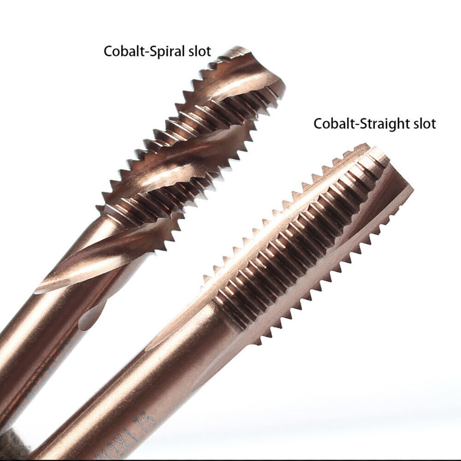 Spiral Flute Point HSS Machine Thread Taps Set TiN Coated / HSS-Co Cobalt M2-M12