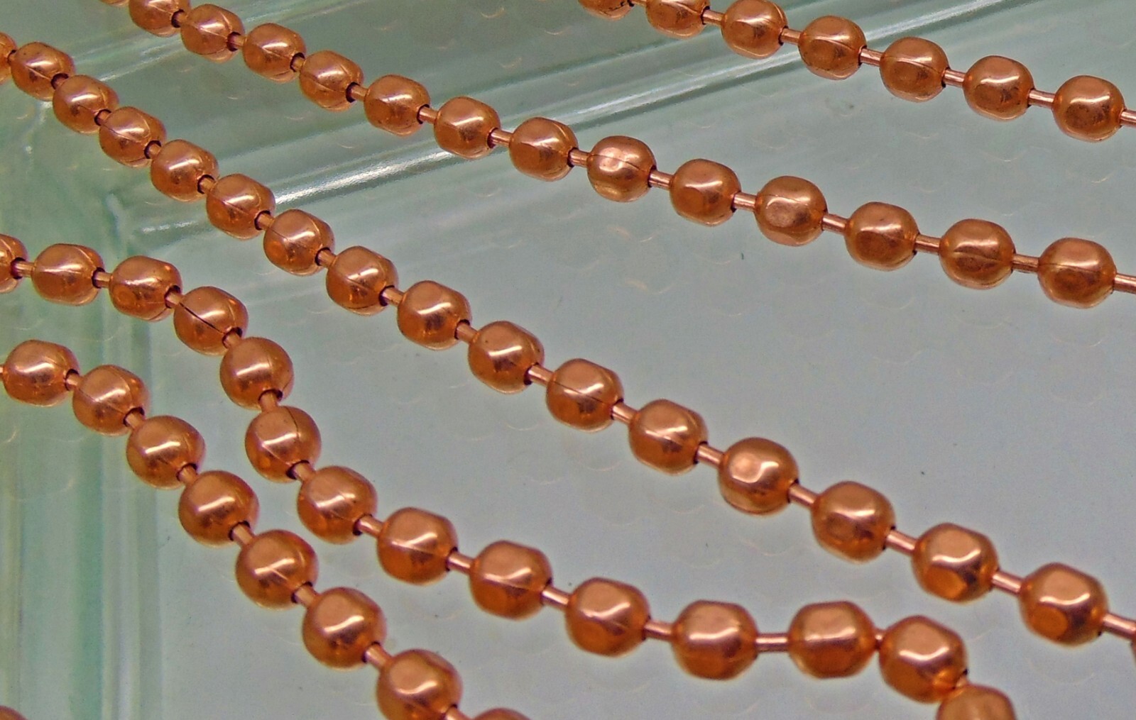 BULK Copper Ball CHAIN Faceted 6.3mm bead ~ Various Lengths + Connectors USA