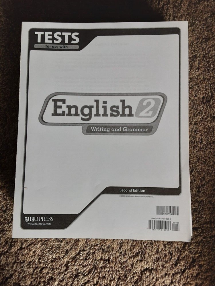 BJU English 2 Second Edition Tests