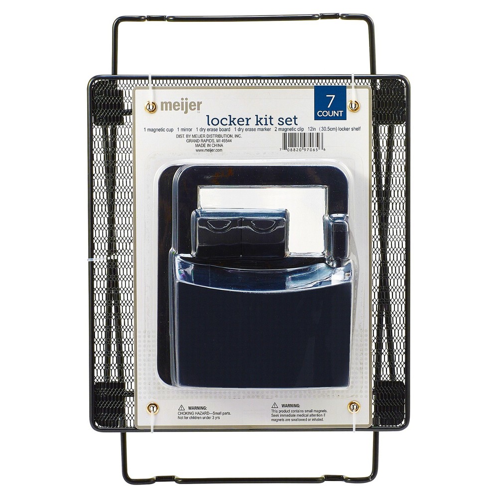 Meijer Locker Kit Set (7 Count) Complete School Locker Essentials BLACK