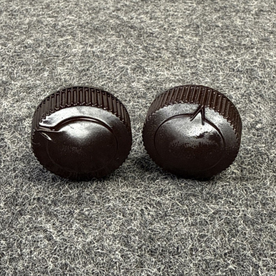 Original PHILCO Radio Knobs 2pc  1930s Deco Brown Bakelite 1/4" D Shaft