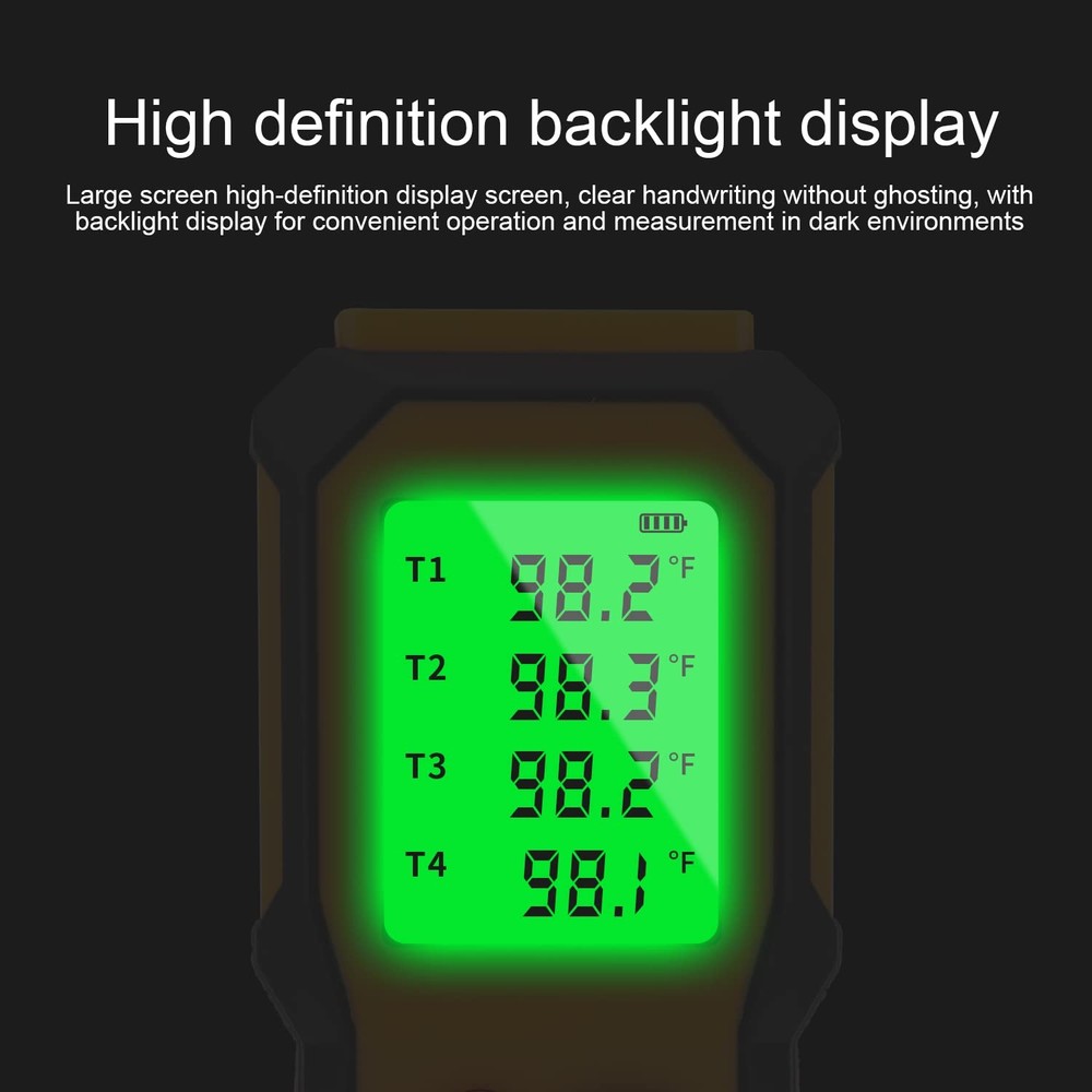 4-Channel K-Type Temperature Thermometer with LCD Backlight Measurement Range...