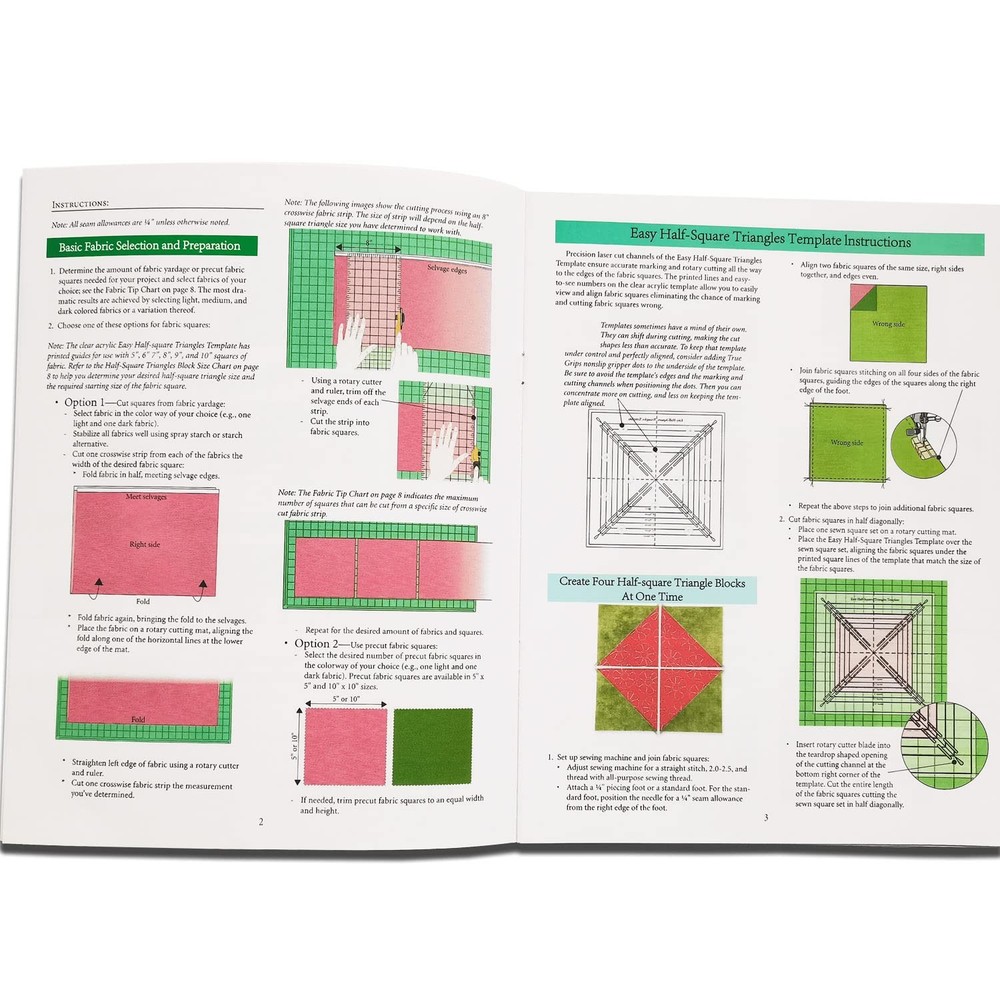 Easy Half-Square Triangles Quilting Rulers and Template