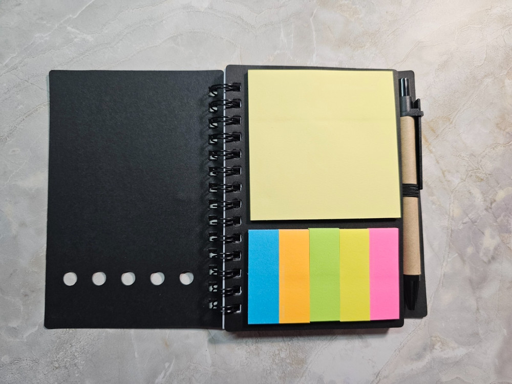 2 Pack Pocket Notebooks w/ Pen & Sticky Notes Small Spiral Notepad Set