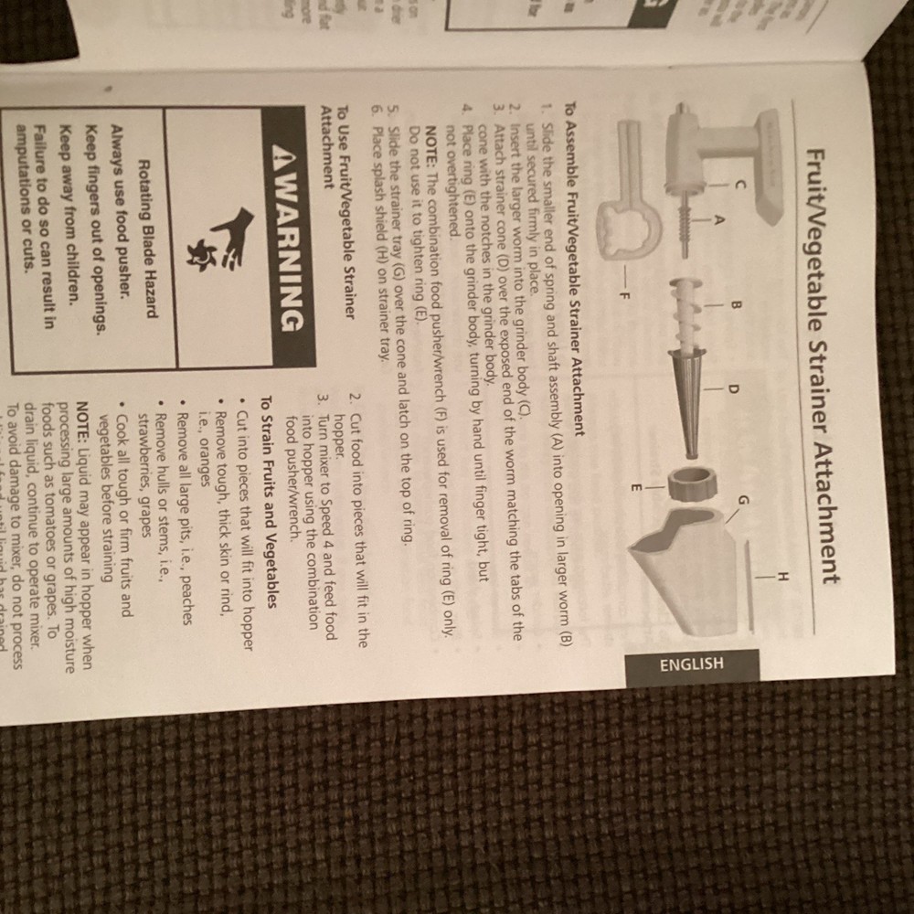 KitchenAid Fruit Vegetable Strainer Stand Mixer Attachment