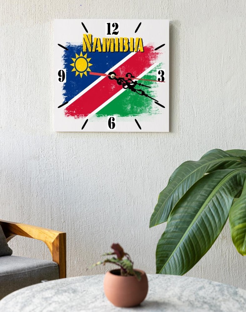 Namibia Flag Wall clock patriots CERAMIC Tile Watch Support Décor