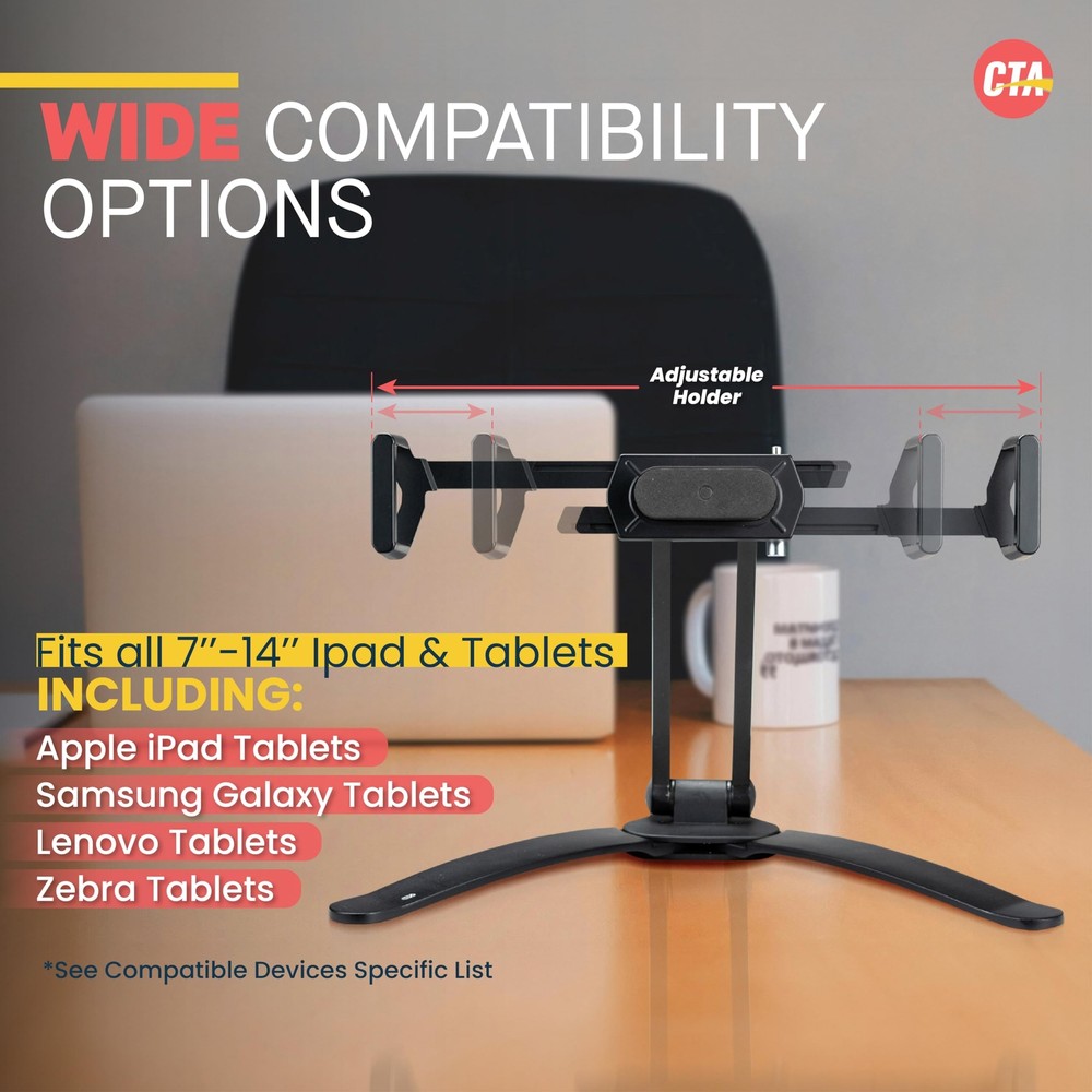 Stand And Wall Mount “ Cta Security 2in1 Multiflex Tablet Stand & Wall Mount Wit
