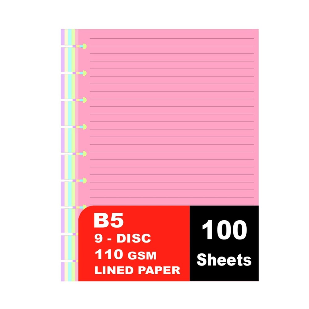 9 Disc Lined Refills for Happy Planner, 110 Gsm Color 100 Sheets,