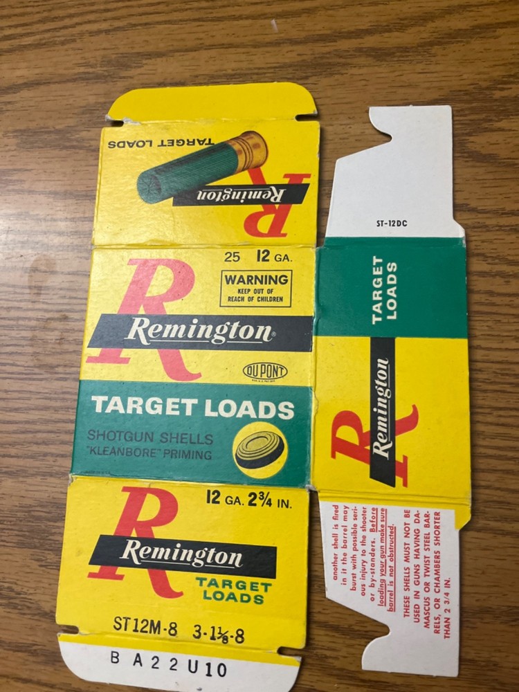 EMPTY Vtg REMINGTON TARGET LOAD shotgun Shells 12 Ga EMPTY Ammo Box