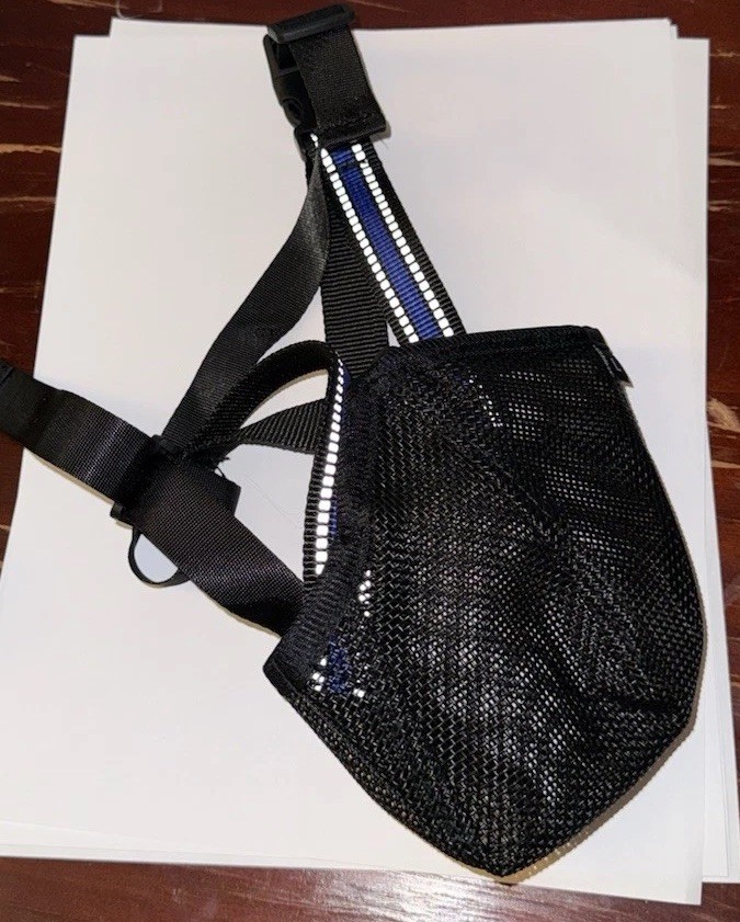 Dog Muzzle Large Black and Blue with Reflective Strips