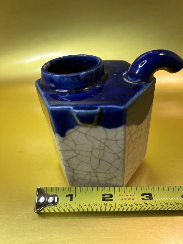 Plaid Ceramic Cube Teapot made in Japan.