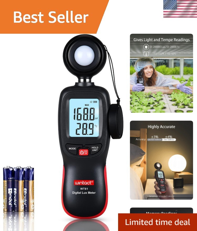 Multifunction Digital Lux Meter with Backlit Display - Perfect for Professionals