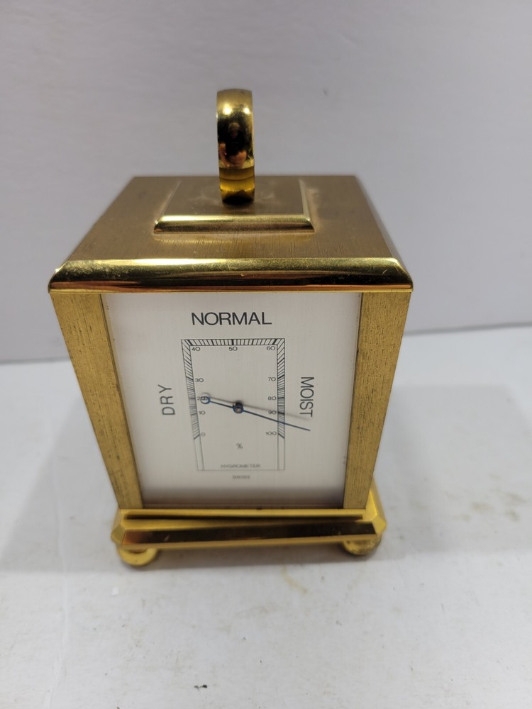 Hamilton Transistorized Weather Stations Desk Square Shaped Analog Clock - Gold