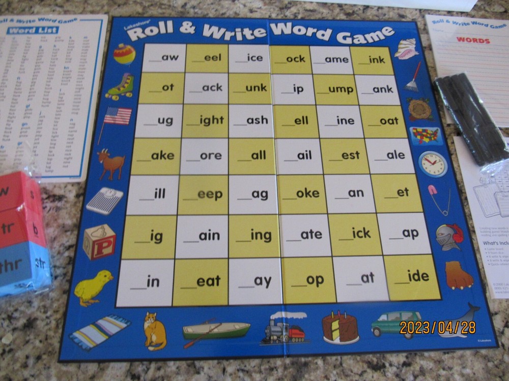 Lakeshore Learning- Roll & Write Word Game-Jumbo Dice-Word Building-2000