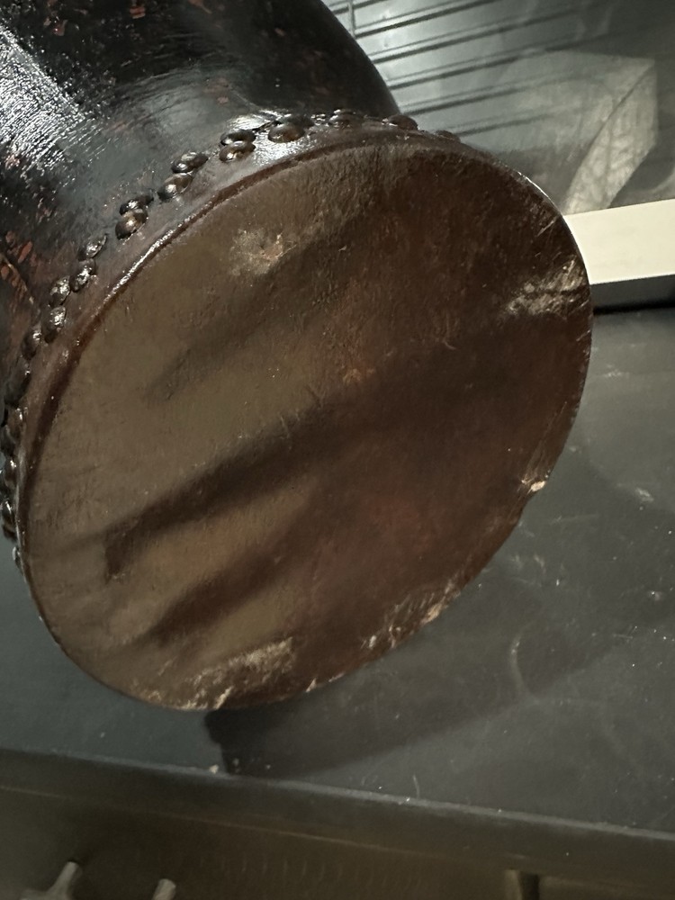 Antique-Style Decorative Drum with Riveted Details