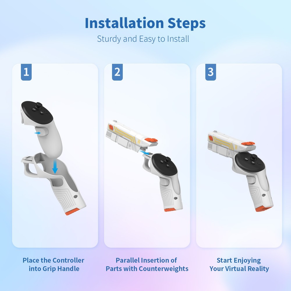 VR Handle Pistol Simulation Hand VR Game Accessories for Quest 3S / 3 Controller
