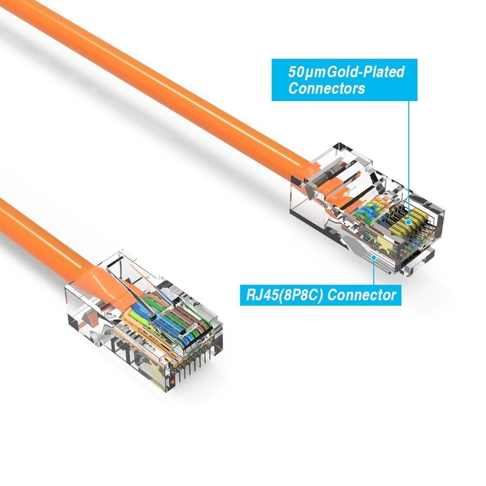 10FT Cat5e RJ45 Ethernet LAN Network UTP Non-Booted Patch Cable Copper Orange