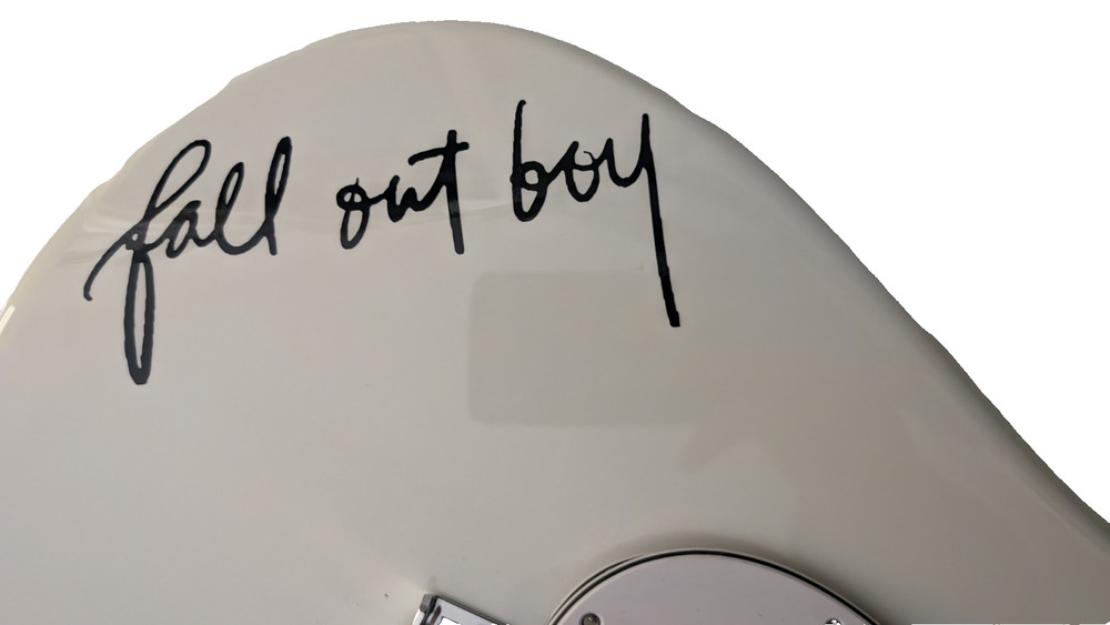 FALL OUT BOY Patrick Stump Signed Guitar Thks fr th Mmrs JSA COA