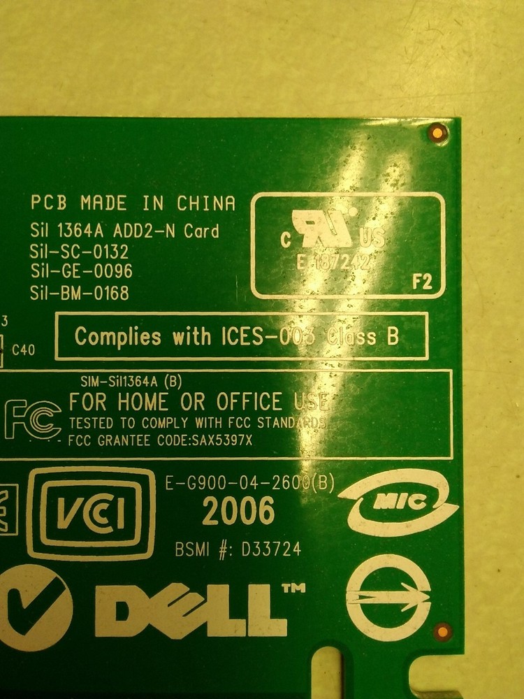 Dell Digital Video Card Graphics E-G900-04-2600(B)