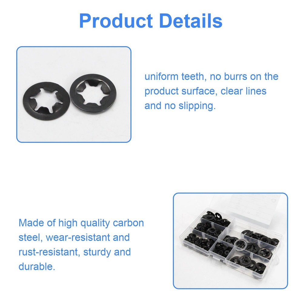New Internal Tooth Star Lock Spring Quick Washer Push On Speed Nut Assortment