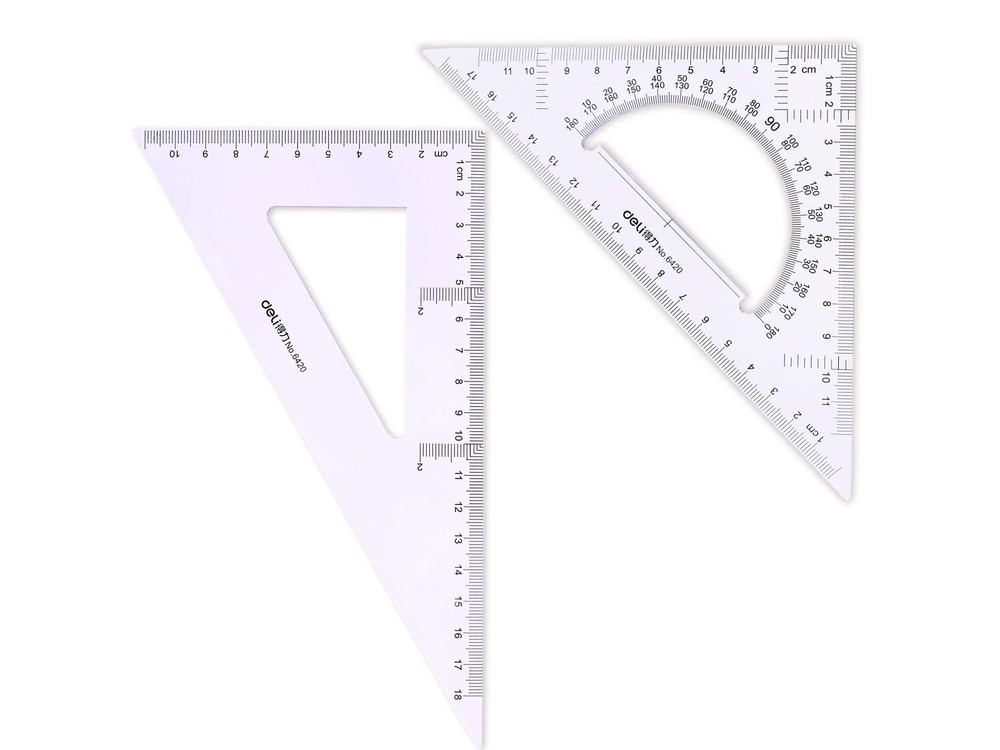 2 PCS Large Triangle Ruler Square Set Protractor Drafting Measuring Tool
