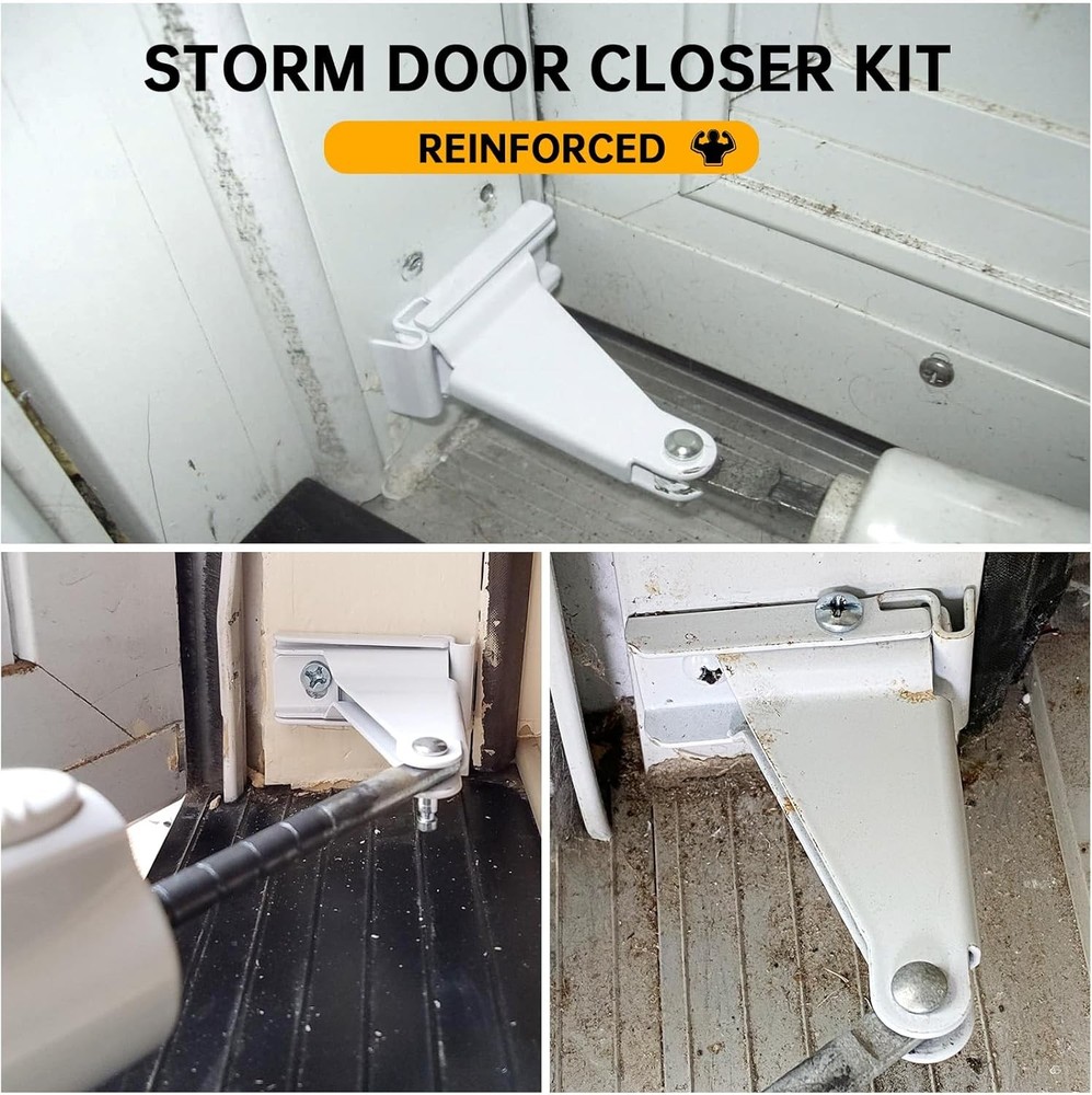 Reinforced Storm Door Closer Bracket Kit Compatible with Andersen, White