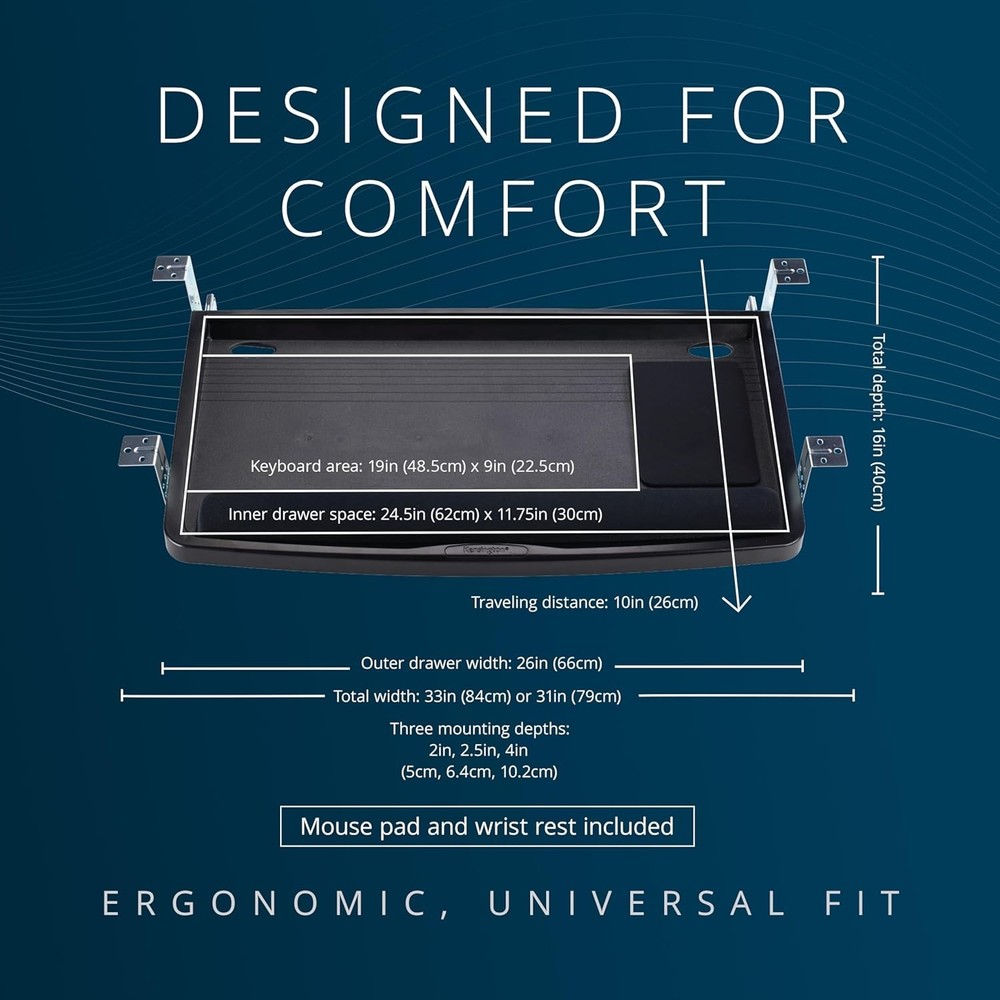 Space-Saving Keyboard Tray for Office, Ergonomic Design