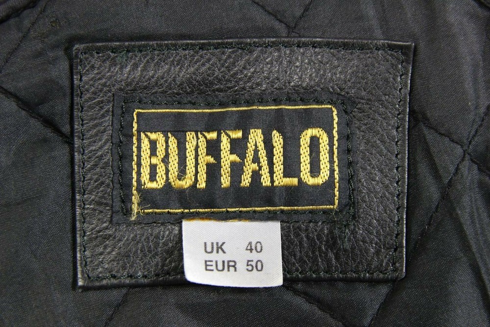 CLASSIC BUFFALO BLACK LEATHER BIKER JACKET 36 INCH