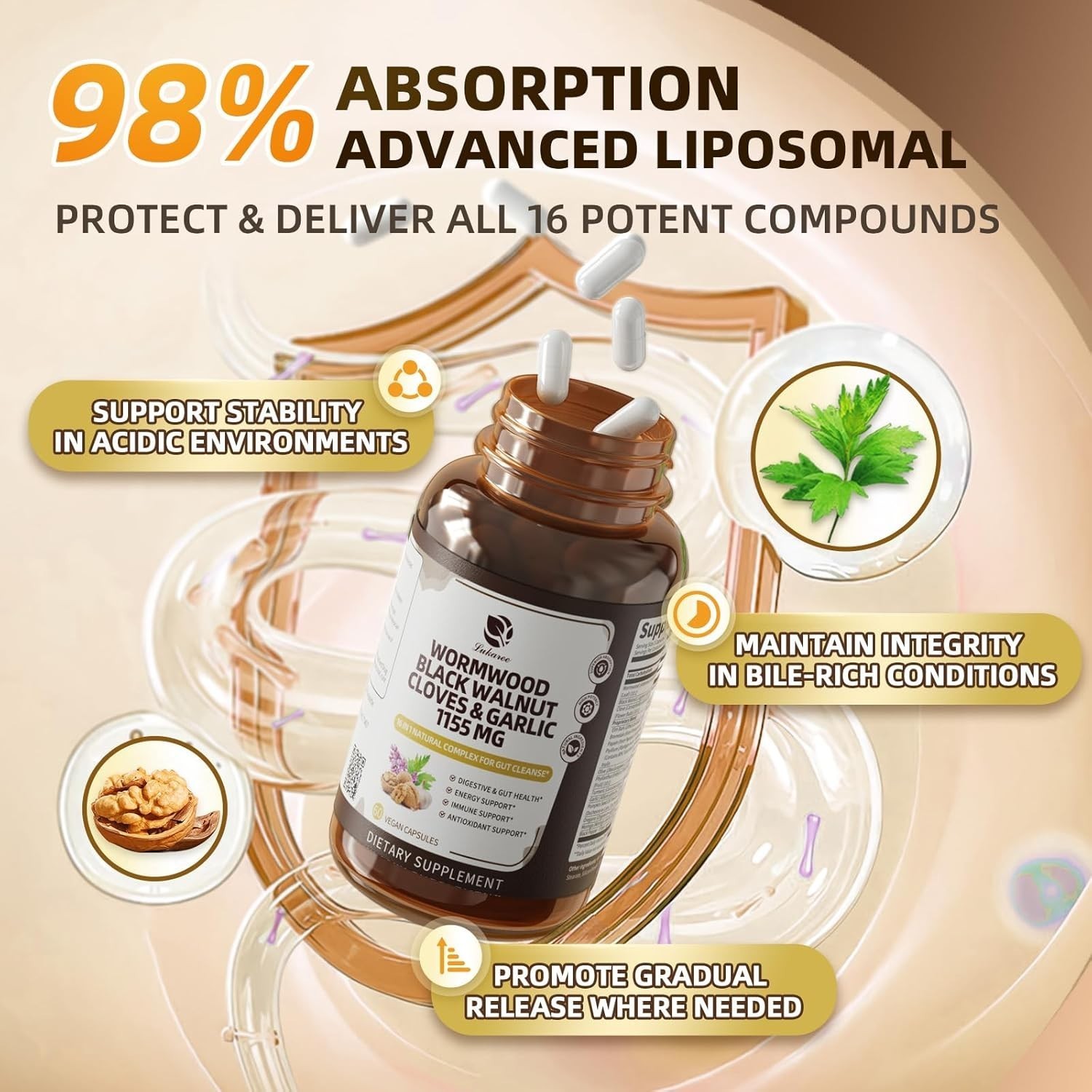 Parasite Cleanse Tincture Wormwood, Black Walnut Hull, Clove with Garlic Oregano